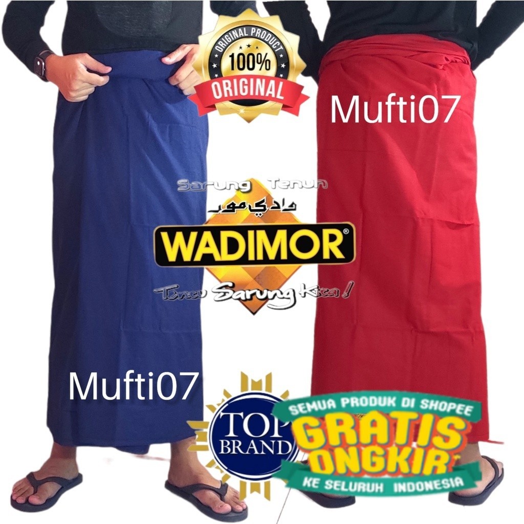 Sarung Wadimor original Warna polos/ hitam kuning hijau