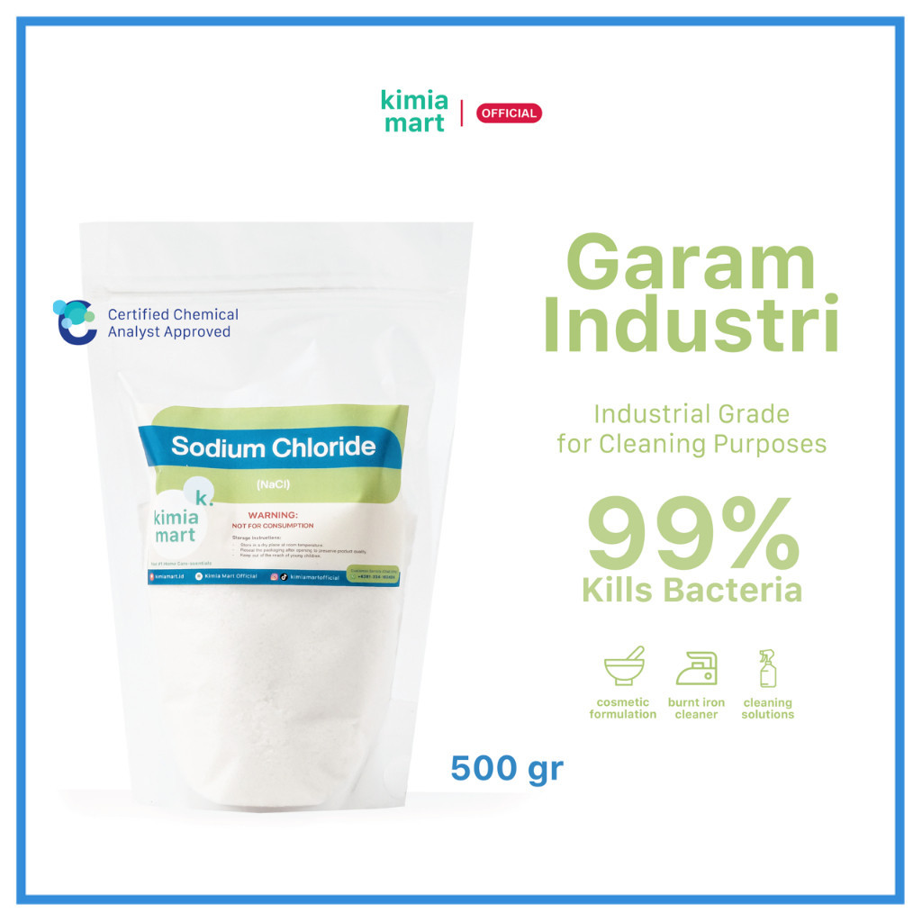 T9 Garam NaCl - Garam Industri Garam Kebersihan Non Yodium Cosmetic Grade Natrium Klorida 500gr