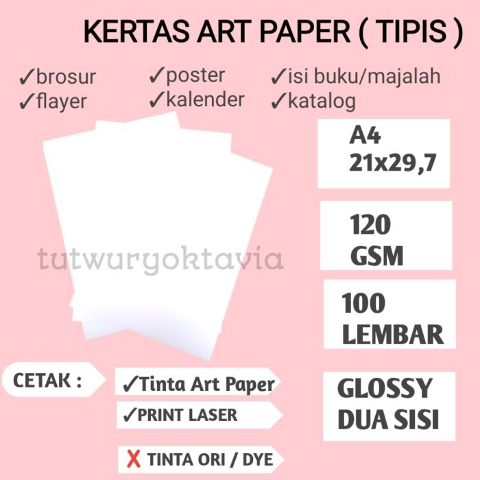 kertas art paper 120 gsm ukuran A4 isi 100 sheet