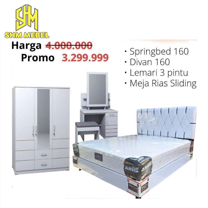 MURAH Paket Lamaran Seserahan Furniture Kamar Set / Spring bed  Full Set 160x200 / Kasur