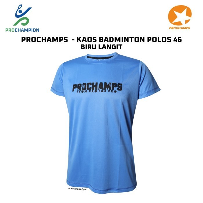 Kaos Jersey Badminton Prochamps Polos Biru Langit 046  XXL