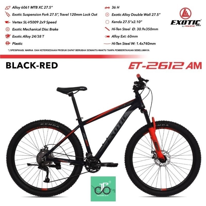 Sepeda MTB 27.5" Exotic 2612 AM FL (2x9speed) ET 2612 AM FL