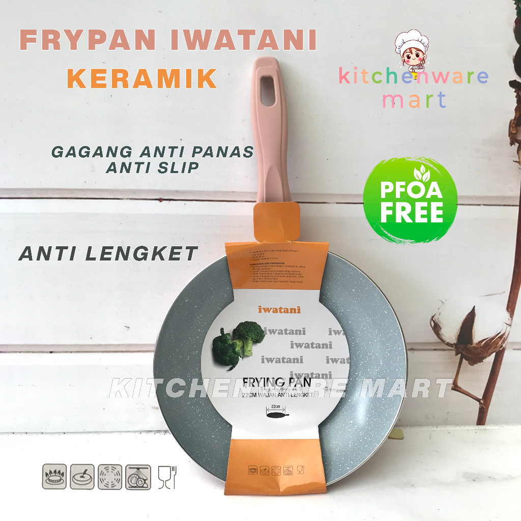Fry Pan Keramik Iwatani Anti Lengket - Wajan Ceramic Coating Premium - Wajan Keramik Viral - Wajan G
