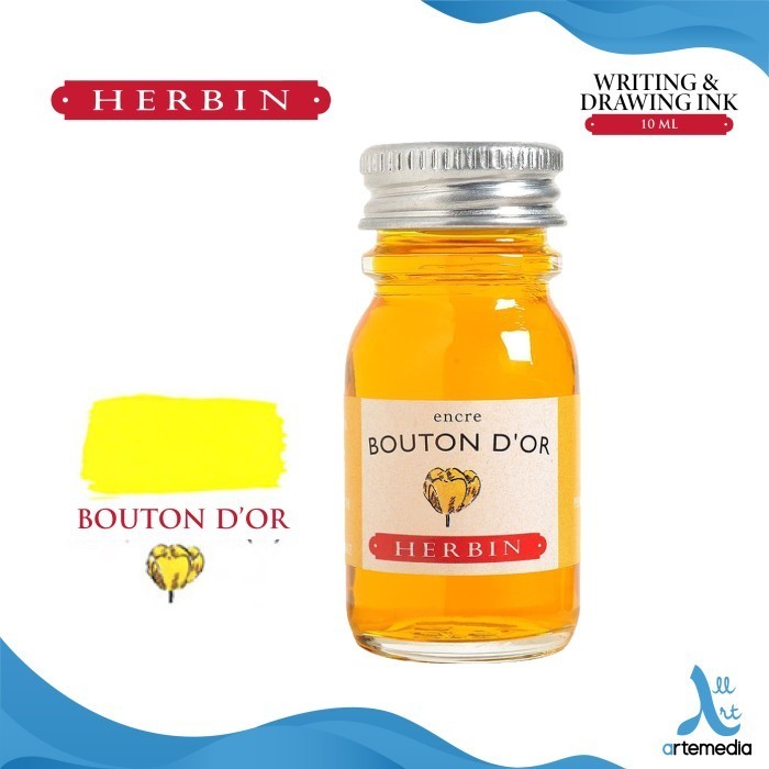 

58FED~ Best Quality Tinta Kaligrafi Herbin Writing and Drawing Ink Bottle 10ml - 02/02 - BOUTON D'OR