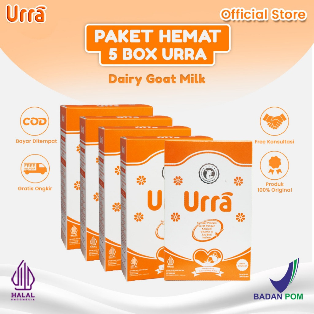 

Bisa COD Urra Paket 1 BOX URRA Susu Kambing Saanen Untuk Penambah Berat Badan & Tinggi Badan Anak - 5 Box Free Gudiback