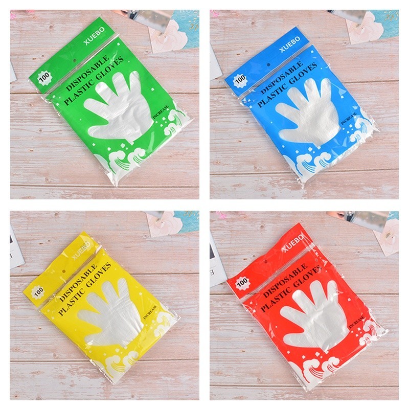 Sarung tangan sekali pakai / sarung tangan plastik sekali pakai transparan warna solid transparan / 