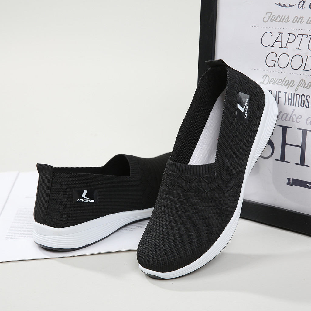 original plk free box lv0343 sepatu slip on wanita sepatu rajut wanita motif zigzag