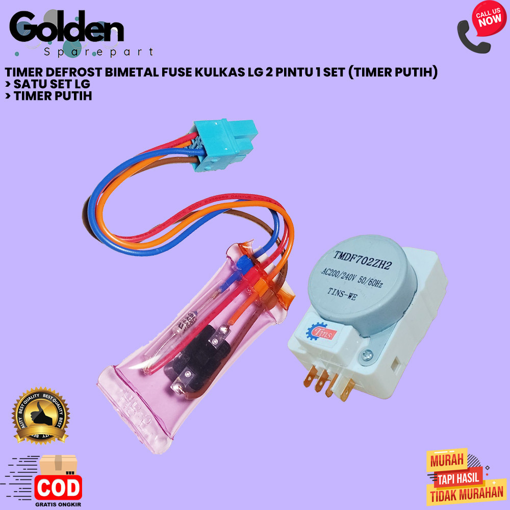 TIMER DEFROST BIMETAL FUSE KULKAS LG 2 PINTU 1 SET (TIMER PUTIH) (GOLDEN)