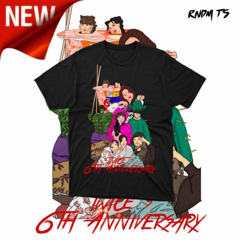 original design Clothing Tee Twice "6th Anniversary" High Quality Unisex Cotton Shirt #2.2 cotton ca