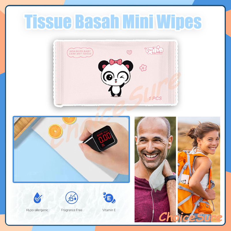 10Pcs  Tissue Basah Mini Wipes / Tisue Basah Sachet / Tissue Basah Satuan / Tissue Basah Mini Lembar Sachect