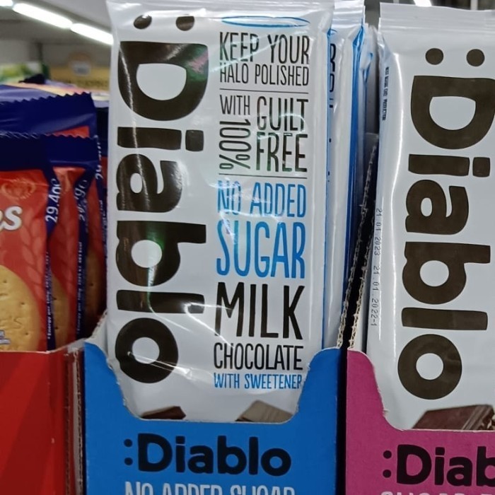 

Diablo no added sugar milk chocolate 85gr cokelat