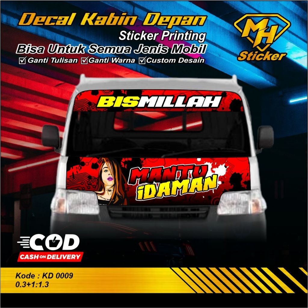 Stiker Decal Kabin depan stiker kap Mobil Pick Up Futura T120SS pejuan rupiah