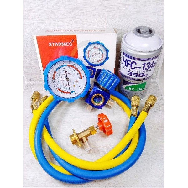 Paket Freon kulkas R134A manifold singgle sighlas + selang R22 + kran 339 + Freon R134A hfc TERLARIS