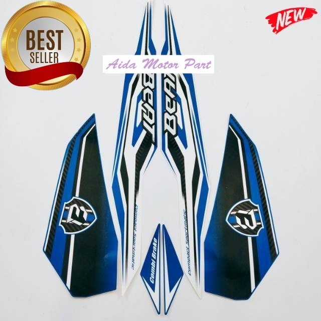 Striping Stiker Polet Decal Polet Lis honda beat fi esp 2018 2019 biru putih stiker list motor stand
