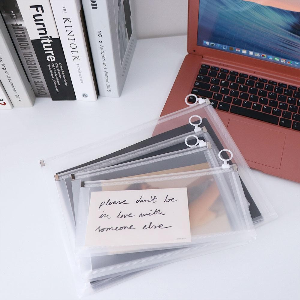 

Simple Practical Document Bag Large Capacity Office File Holder Multifunctional Zipper Transparent Binder Pockets