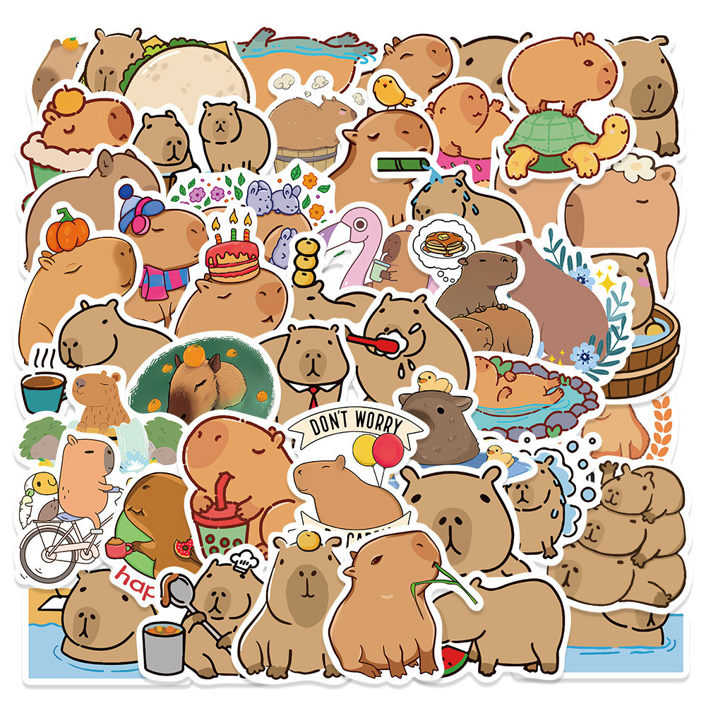 

10/30/50Pcs Cartoon Capybara Waterproof Graffiti Sticker Aesthetic Decorative Luggage Laptop Phone Guitar Scrapbook Kids Sticker