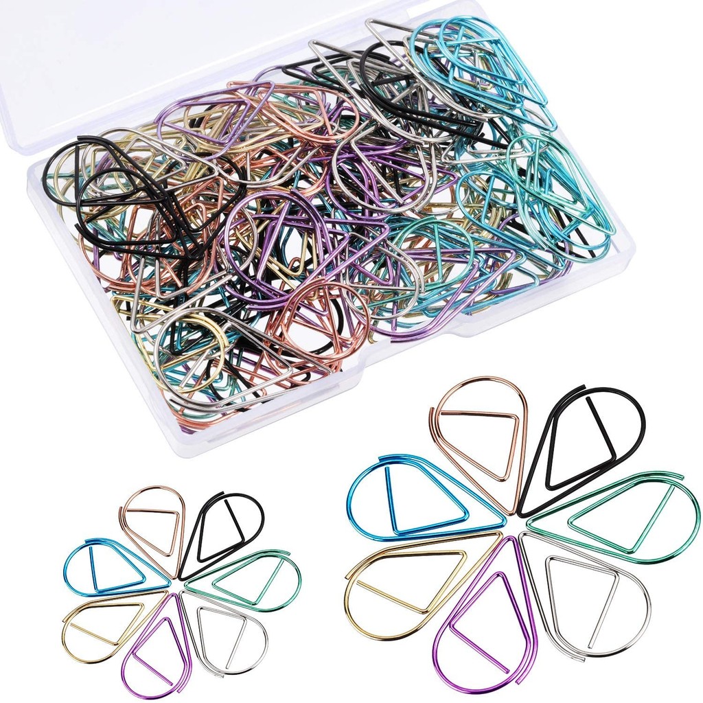 

100 Pieces Multicolor Paperclips Metal Paper Clips Colored Paper Clamp Note Clips for School Office Wedding