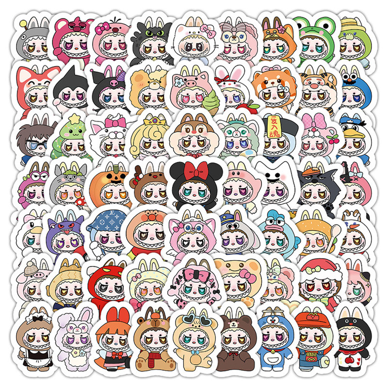 

COD Stiker Lucu Kartun Stiker Labubu Cross Dressing Kreatif Stiker Scrapbook Buku Catatan