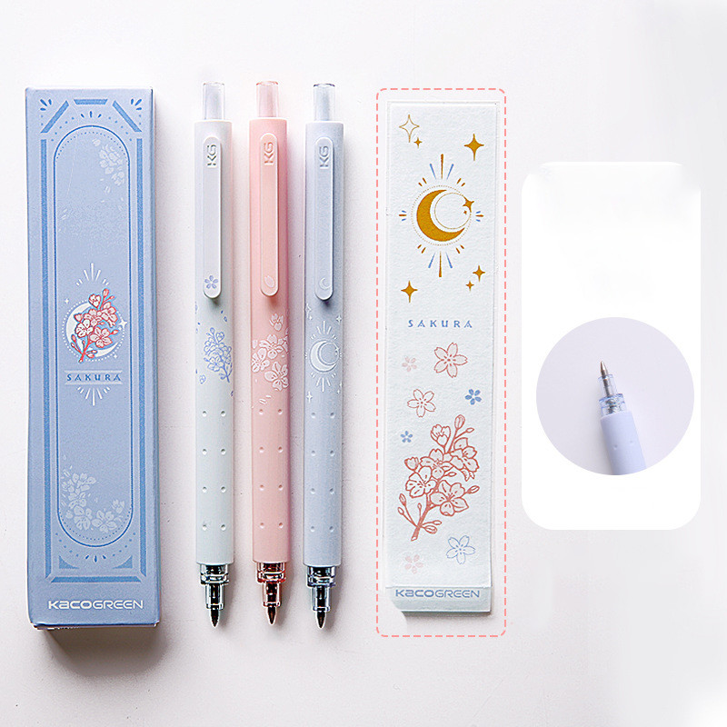 

3pcs/box Kawaii Sakura Gel Pens Black Ink Neutral Pens Korean Stationery Writing Tool for School Signature Pen Office Supplies