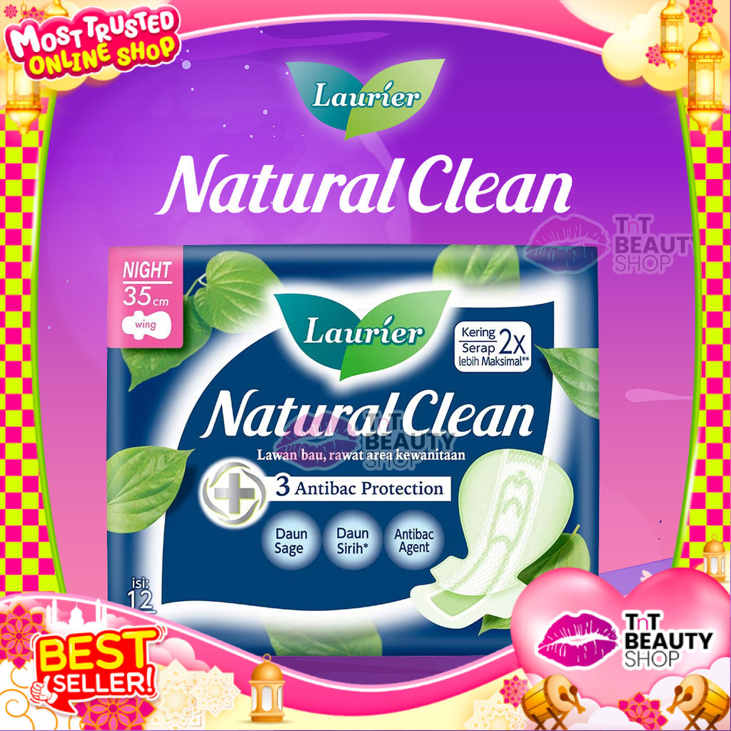 Laurier Natural Clean Night 35cm 12's | Pembalut Wanita | TnT Beauty Shop