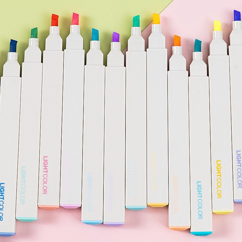 

6pcs Seri Warna Terang Kotak Square Barrel Stabilo Siswa Soft Nib