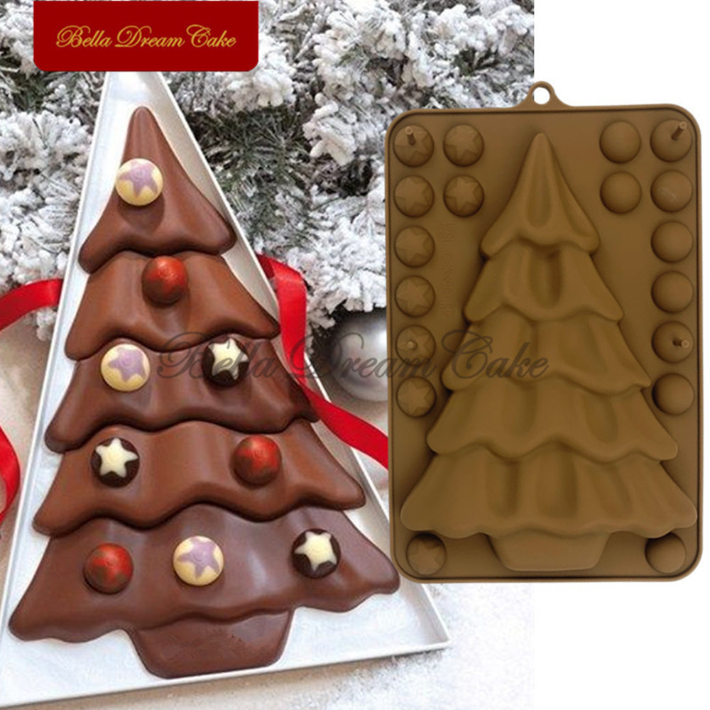 

3D Bubble Star Christmas Tree Design Chocolate Silicone Mold DIY Fondant Mould Cake Decorating Tools Kitchen Baking Accessories