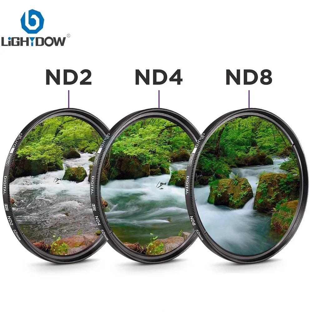 Lightdow  3 in 1 Lens Filter Kit Set ND2 ND4 ND8 49mm 52mm 55mm 58mm 62mm 67mm 72mm 77mm 82mm for Ni