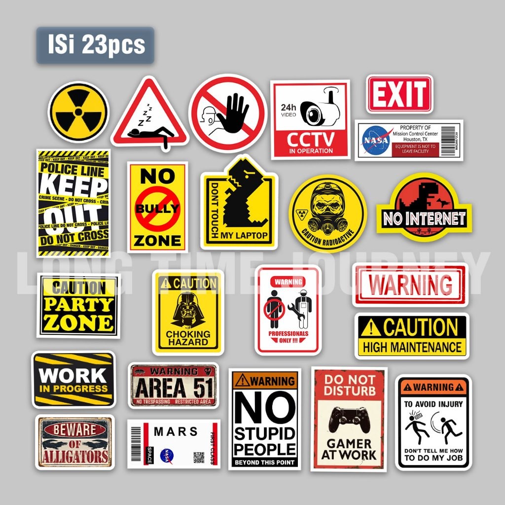 

Sticker Warning Untuk Case Laptop Tumbler Helm Motor