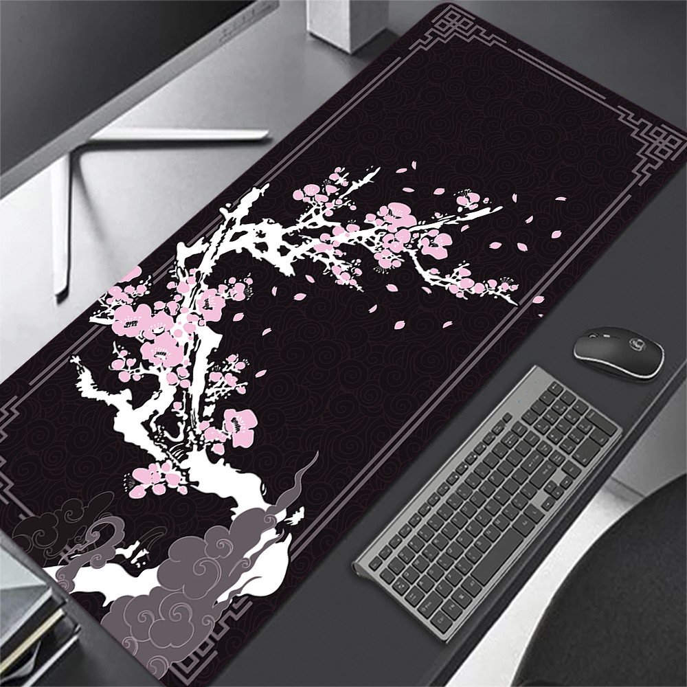 Sakura Mousepad Gaming Accessories Japanese Large Mouse Pad Black Pink Kawaii Desk Mat Table XXL Pad