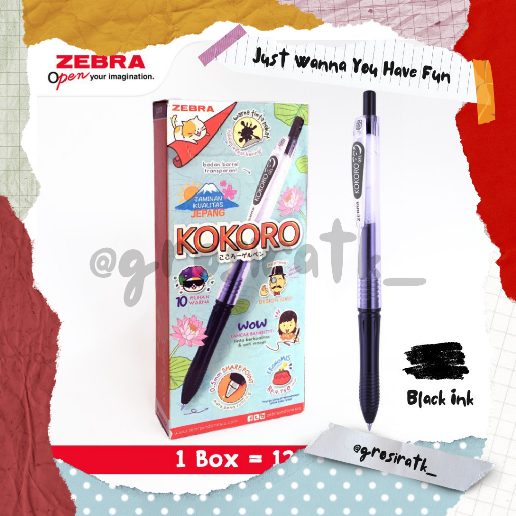 

Zebra Pulpen Gel KOKORO 0.5mm 12pcs / Pulpen Gel Kokoro Zebra Colours - 0.5 mm 1 lusin