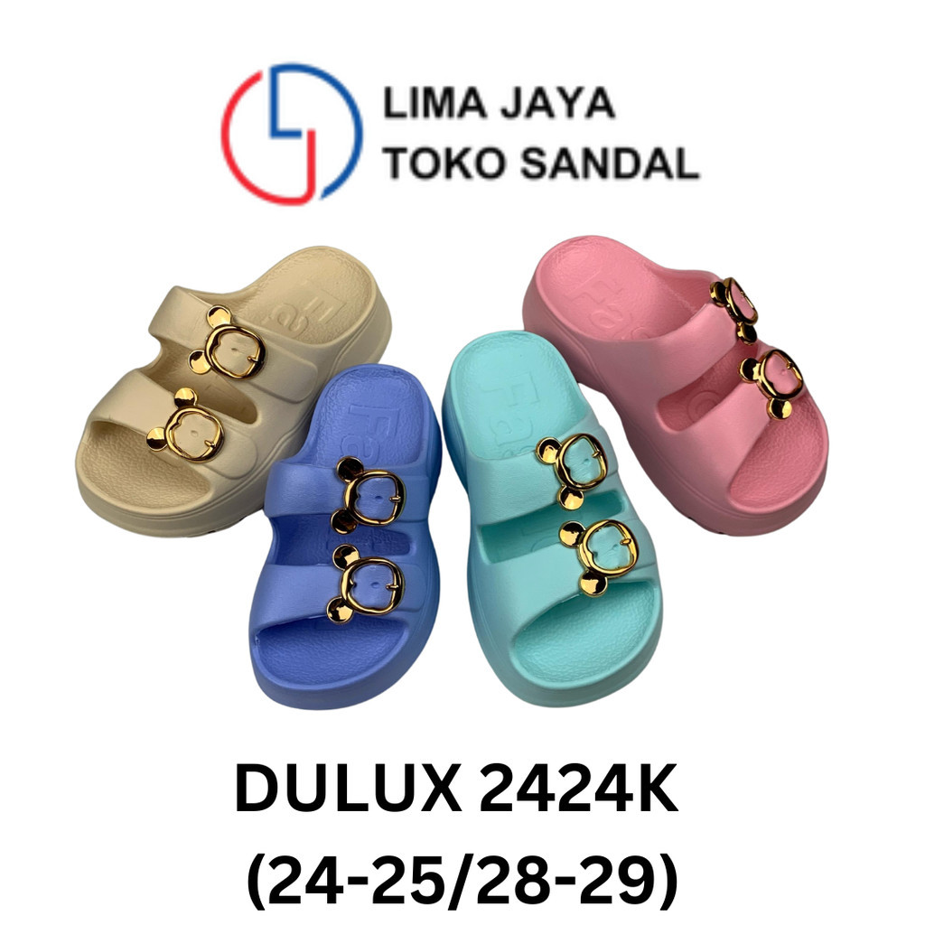 Sandal Selop Anak Perempuan Sandal Anak Wedges Motif Ban Dua Gesper Anti Slip Tinggi Eva Jelly 2424k