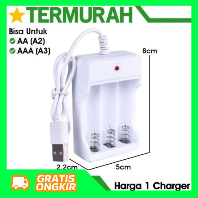 CHARGER 3 SLOT/BATERAI CAS/BATRE CHARGER AA DAN AAA/BATERAI ISI ULANG