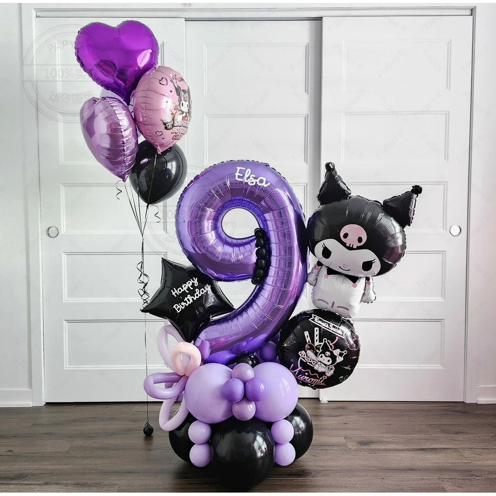 

34pcs Sanrio Balloon Kuromi Theme Birthday Balloon Set With Purple Foil Number Balloon Girl Birthday Party Favors Baby Shower