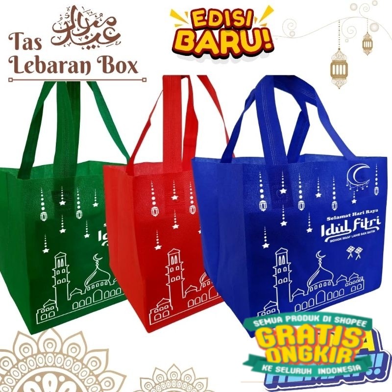 

(12 PCS) Tas Lebaran Box 22x22 Tas Hampers Goodie Bag Tas Idul Fitri (Masjid)/ keluarga oleh oleh