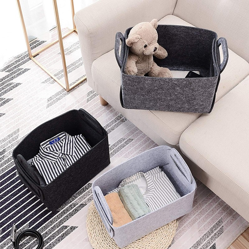 Foldable Felt Storage Basket Laundry Basket Desktop Sundries Underwear Toy Storage Box Cosmetic Book