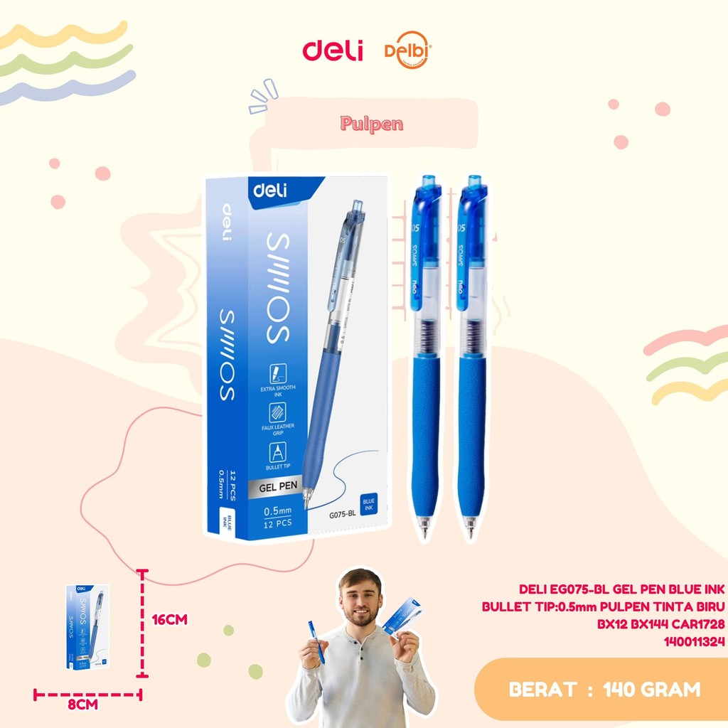 

DELI EG075-BL GEL PEN BLUE INK BULLET TIP:0.5mm PULPEN TINTA BIRU & DELI EG075-BK GEL PEN BLACK INK BULLET TIP:0.5mm PULPEN TINTA HITAM