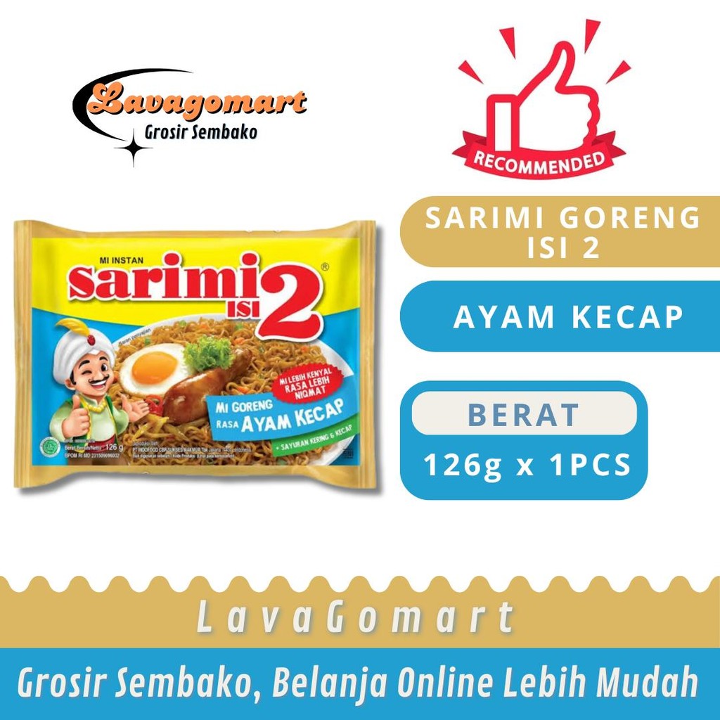 

SARIMI GORENG ISI 2 AYAM KECAP 126g - 1 PCS - LAVAGOMART- BANDUNG