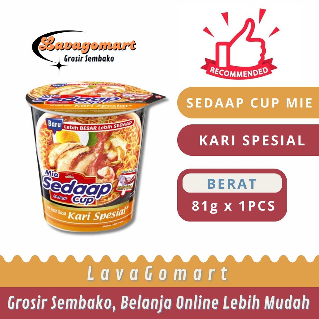 

SEDAAP CUP MIE INSTAN KARI SPESIAL 81g - 1 PCS - LAVAGOMART - BANDUNG