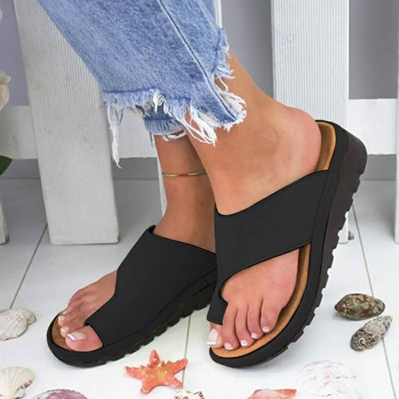 New Women Slippers Flat Sole Casual Soft Big Toe Foot  Sandal Women Shoes Comfy Platform Orthopedic 