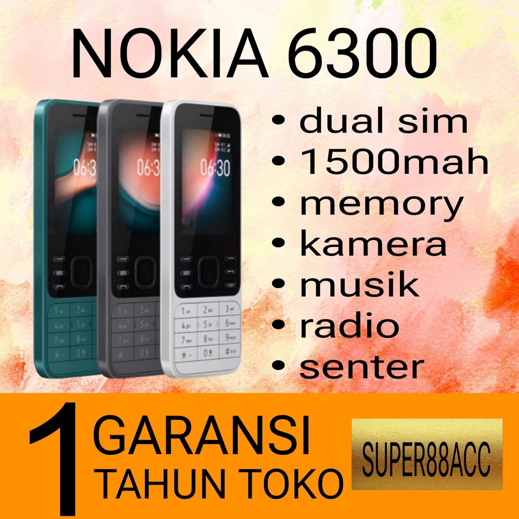 X61_ Hp Nokia 6300 Baru [Garansi 1 Tahun] Kamera, Musik, Radio, Senter, Slot Memori, Dual