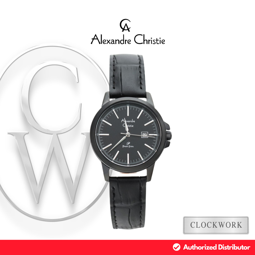 Jam Tangan Wanita Alexandre Christie Primo Steel AC 1008 LDLIPBA Kulit Simple Minimalis Hitam