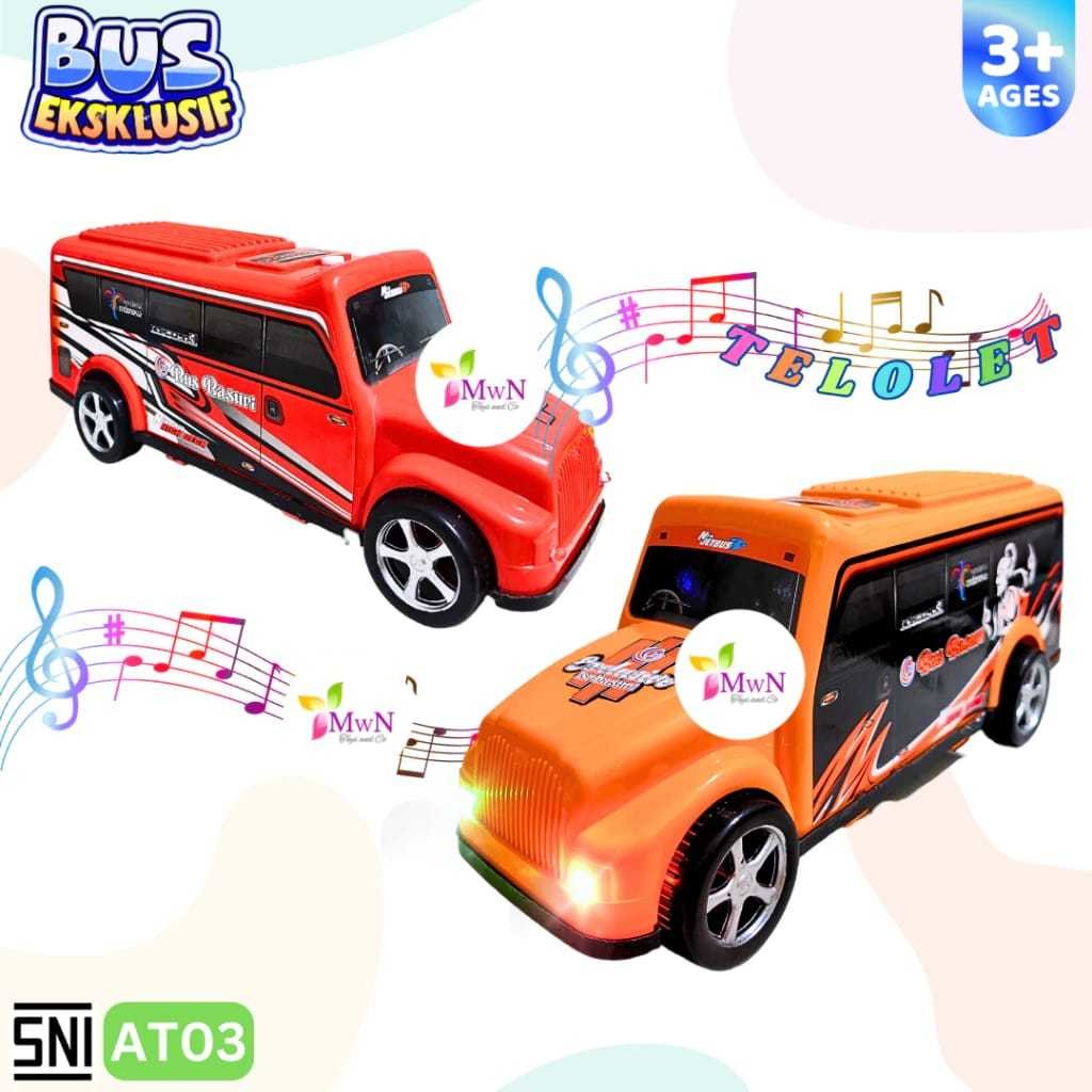 Mainan Anak Bus Basuri Sekolah / Mainan Bus Berlampu Musik Telolet At03 / Mainan Bus Berjalan Promo Termurah Cod