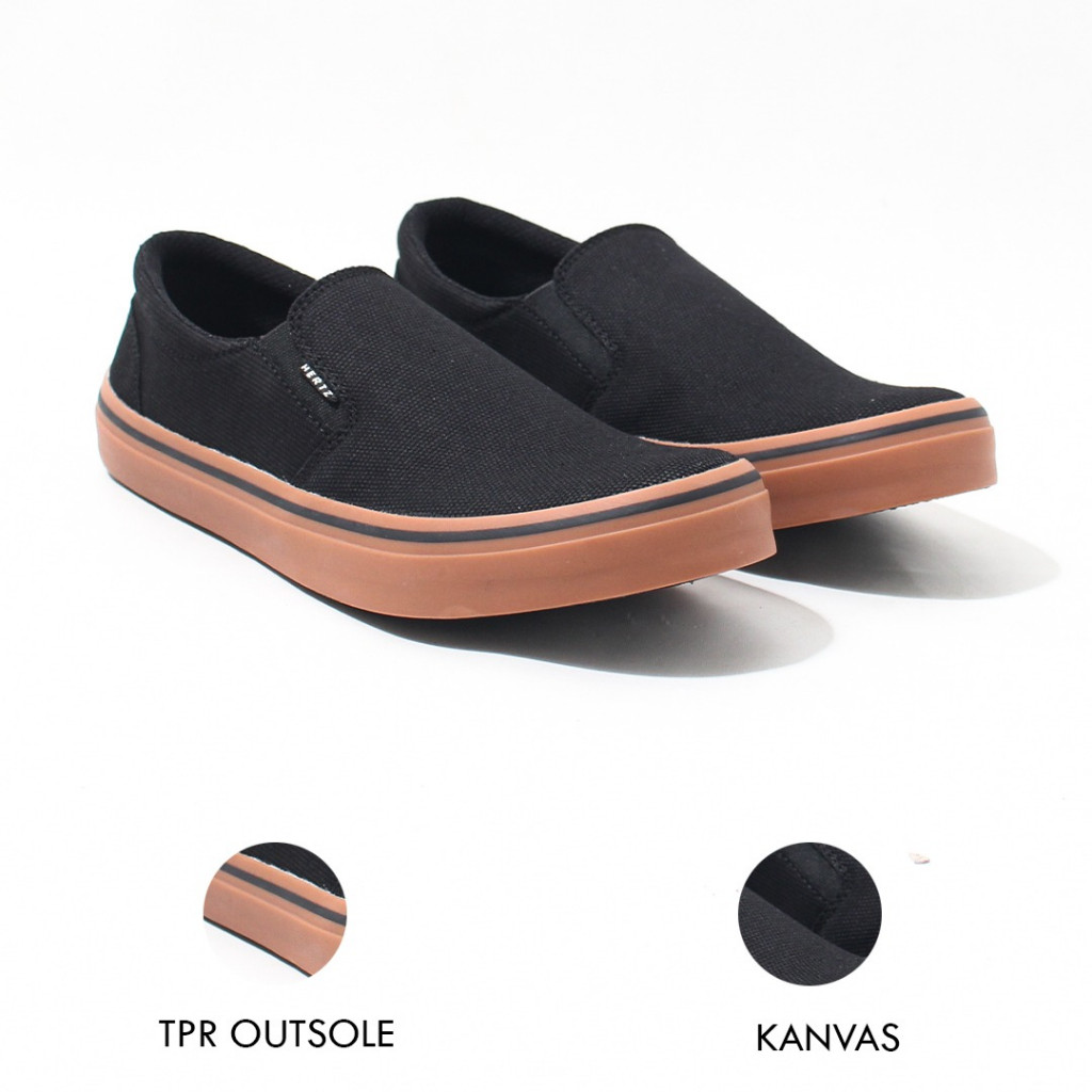 Hertz - Sepatu Slip On Pria H 3159 Brand Hertz Sepatu Casual Santai Murah Berkualitas Warna Hitam