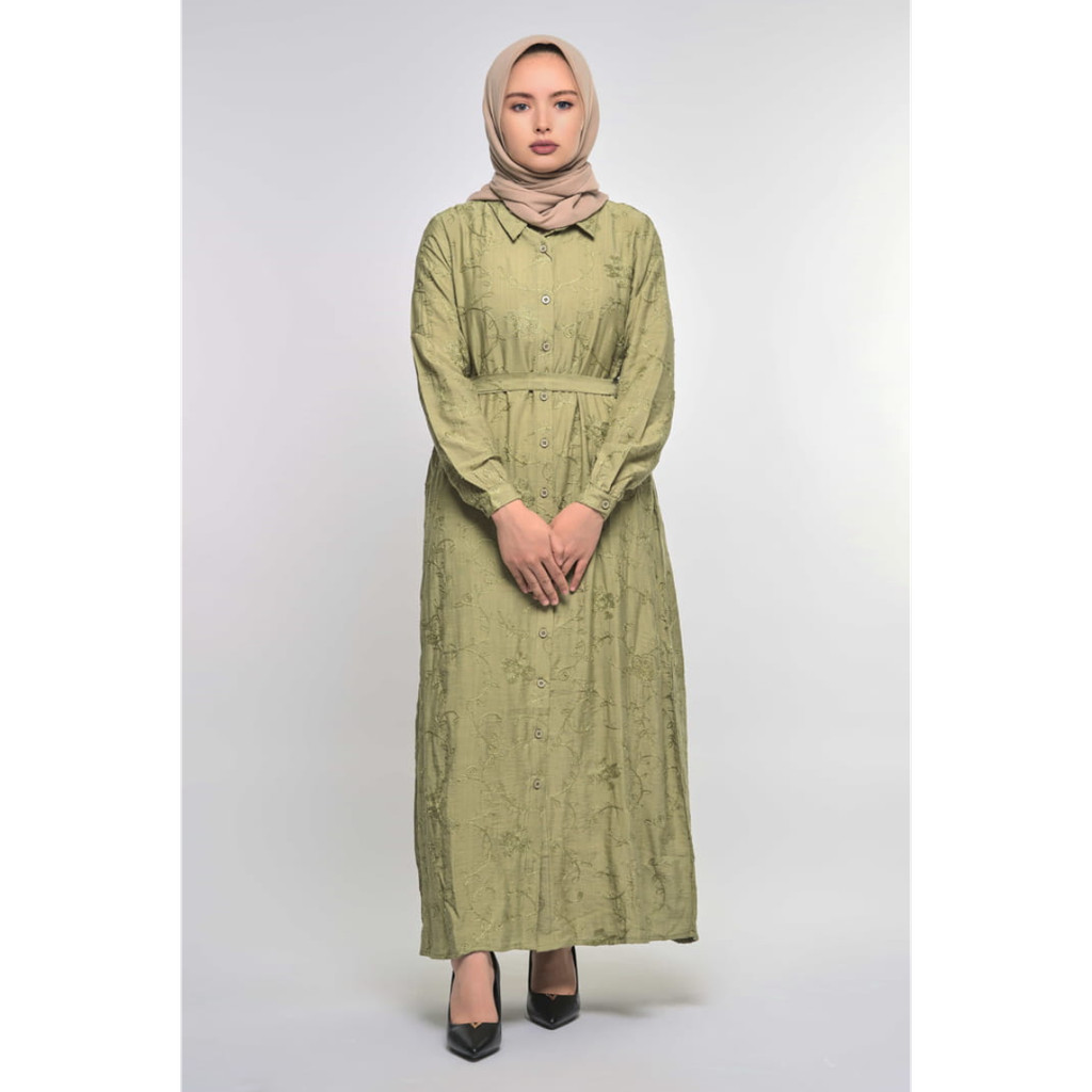 Puricia Gamis Wanita Dress Muslim Lebaran Aida Sage