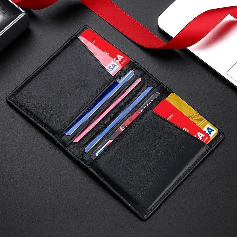 

Ultra Thin Soft Wallet 100% Genuine Leather Mini Credit Card Holder Wallet Multi Card RFID Slim Small Card Holder Men's Wallet