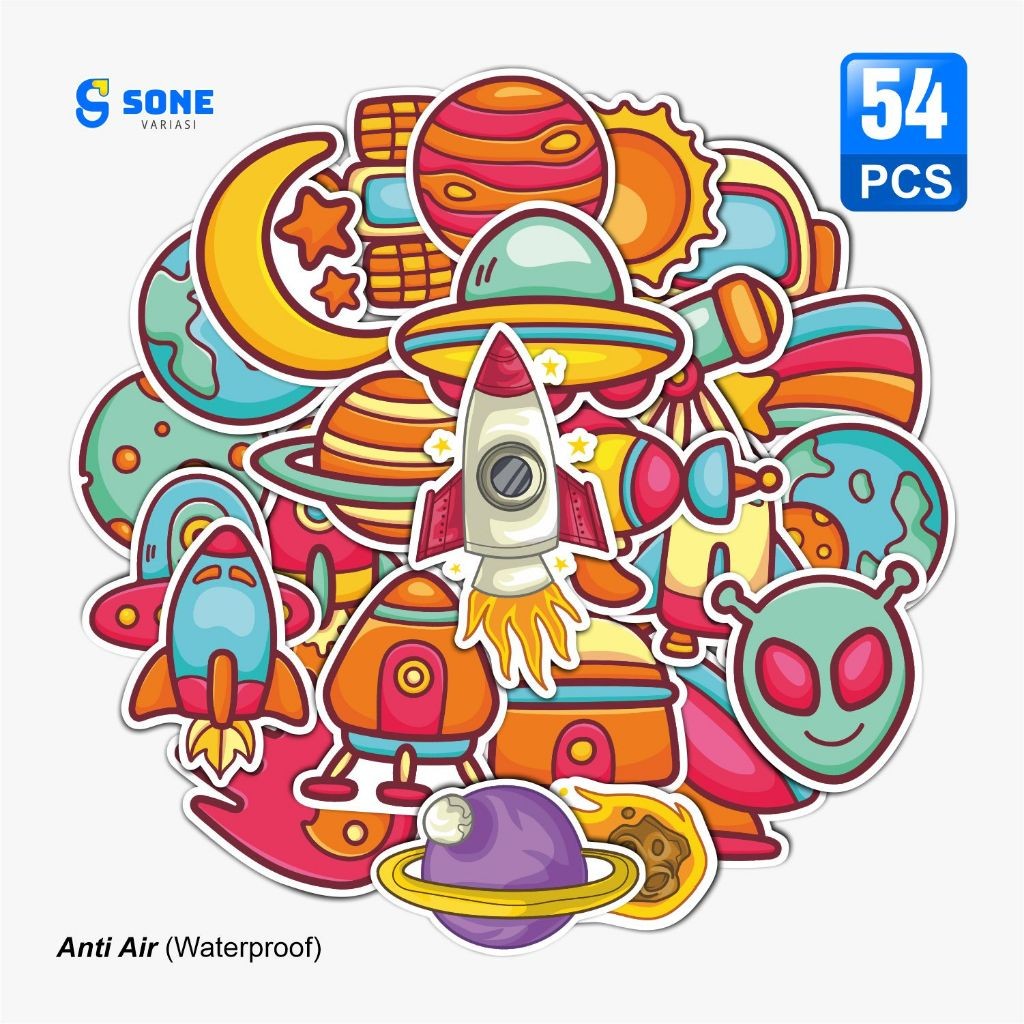 

Stiker Space Adventure Paper Vinyl Anti Air Aksesoris Laptop Buku Tumbler