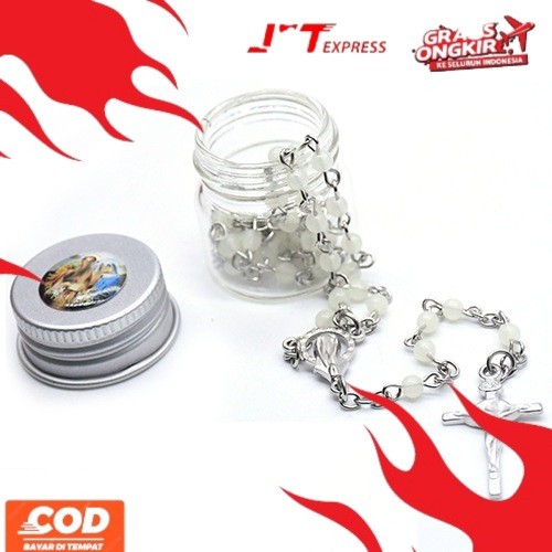 new arrival Kalung Rosario Fosfor Katolik Kecil Salib Menyala Dalam Gelap Aksesoris Fashion Wanita p