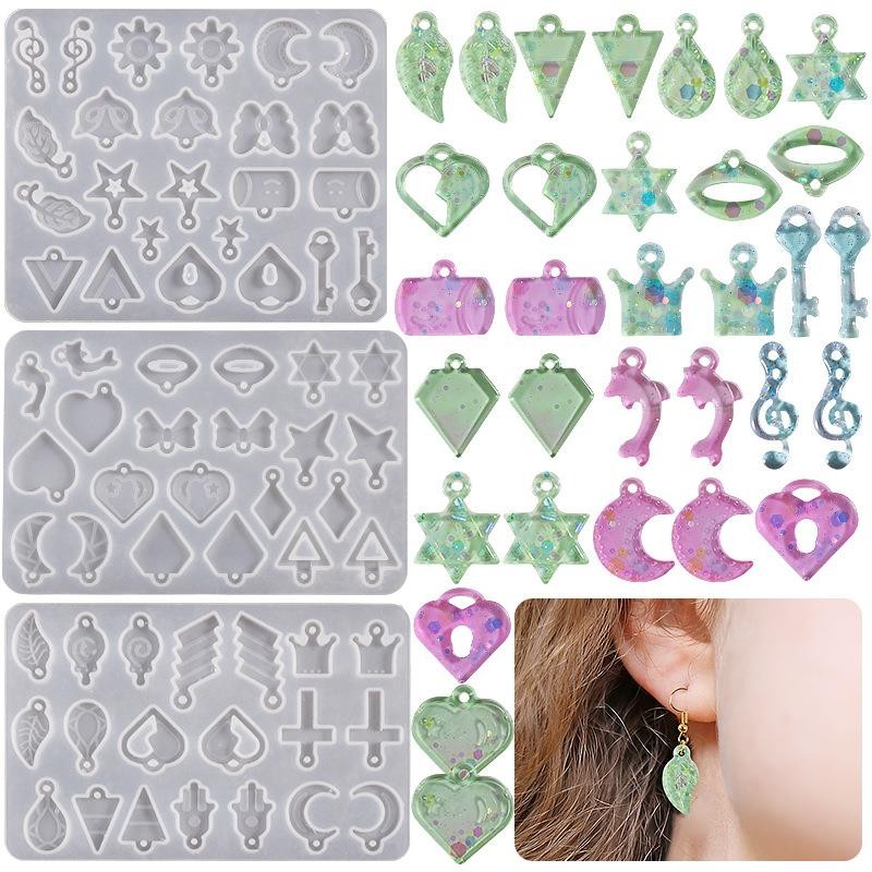 

Leaf Moon Cross Heart Shape Earring Pendant Silicone Mold Crystal Epoxy Resin Earring Molds Creative Jewelry Necklace Pendans