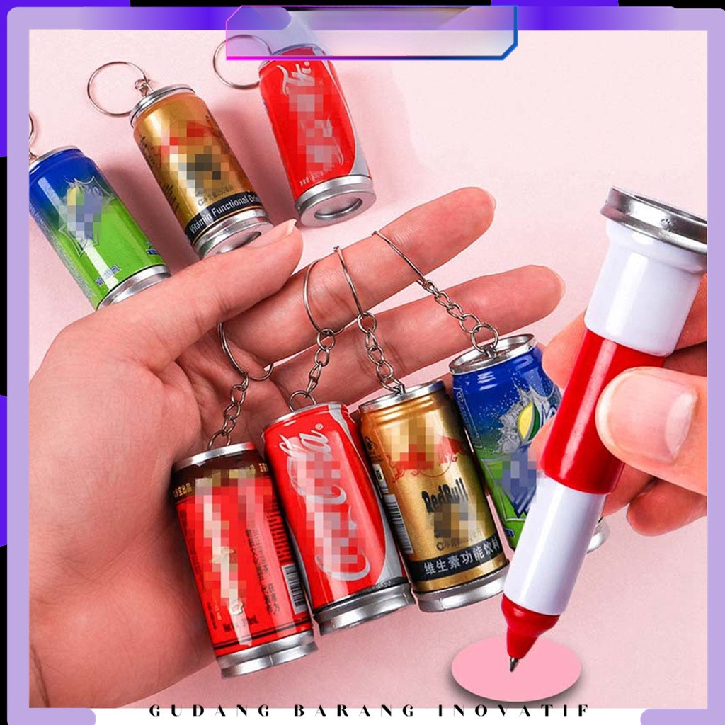 

Pulpen Botol Minuman Gantungan Keychain - Gantungan Kunci Minuman Kaleng 2 IN 1 Pena Bentuk Minuman