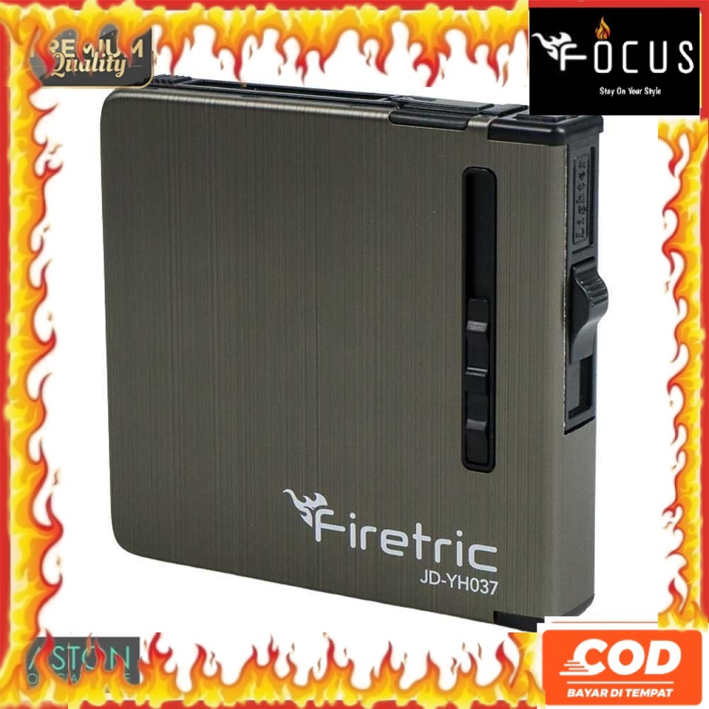 Firetric Kotak Tempat Rokok 20 Slot dengan Korek Gas/Wadah Rokok Keren Plus Korek/Tempat Rokok Bahan